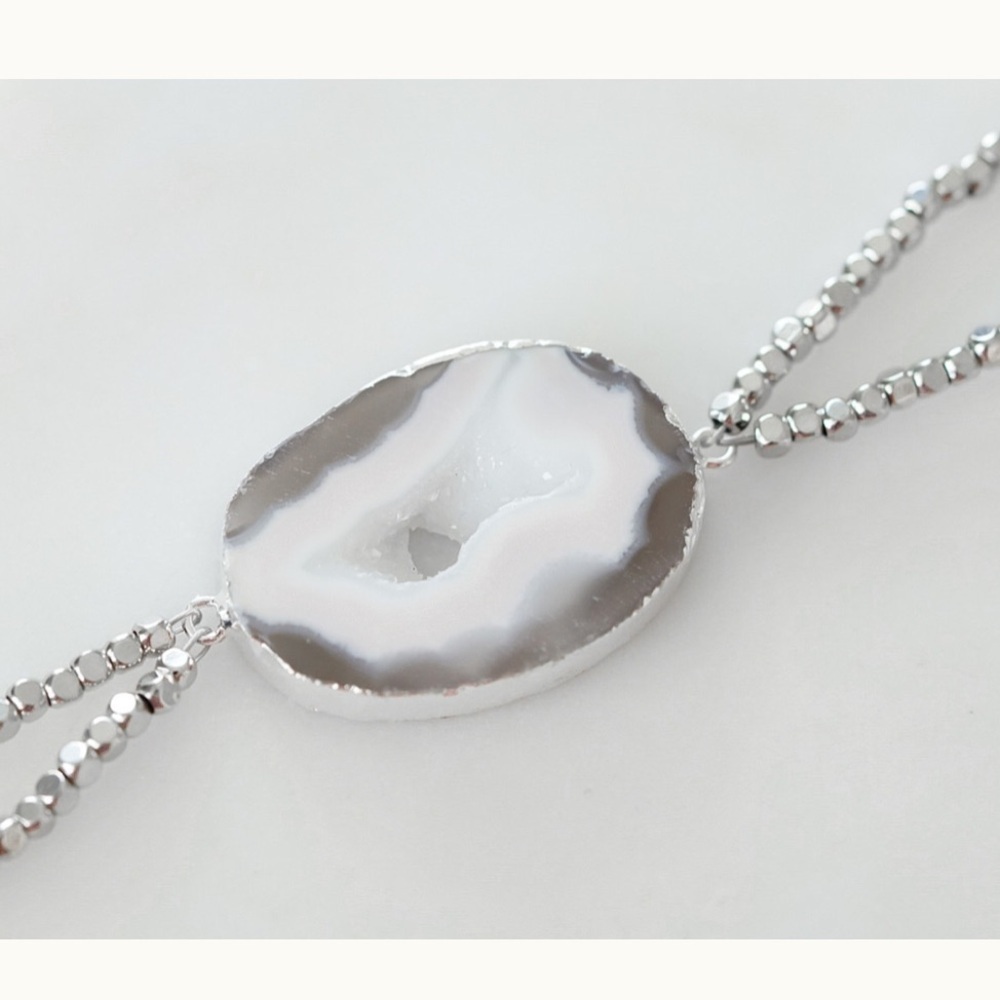Kinsley Armelle SILVER CRUSH Silver Plated Adjustable BRACELET - Picture 8 of 8